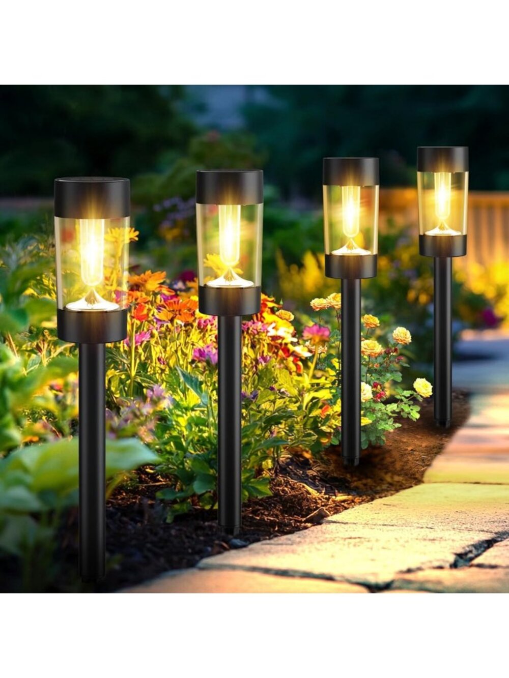 12 Pack Waterproof Solar Pathway Lights - Outdoor Landscape Lighting for Garden